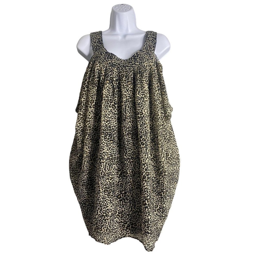 H&M Womens Leopard Print Tank Top Sleeveless Back Neck Tie Size 8